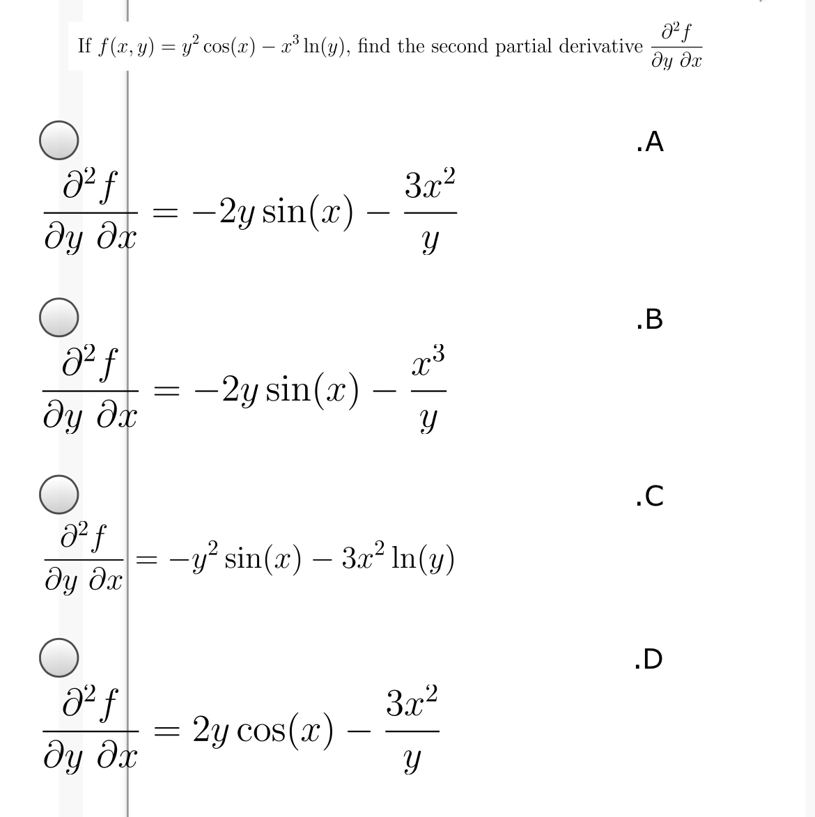 Answered If F X Y Y Cos X X In Y Find Bartleby