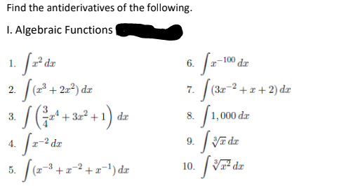 Answered: Find the antiderivatives of the… | bartleby