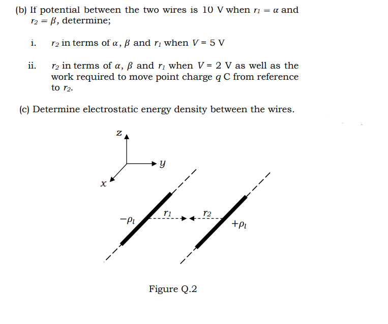 Answered B If Potential Between The Two Wires Bartleby