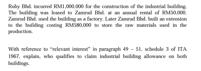 Industrial building allowance