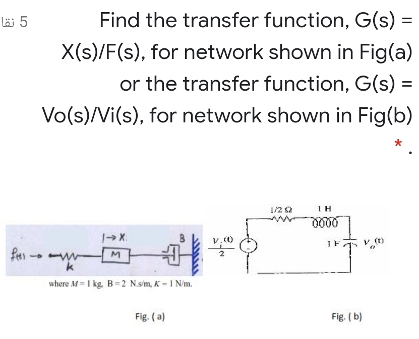 Answered Find The Transfer Function G S Bartleby