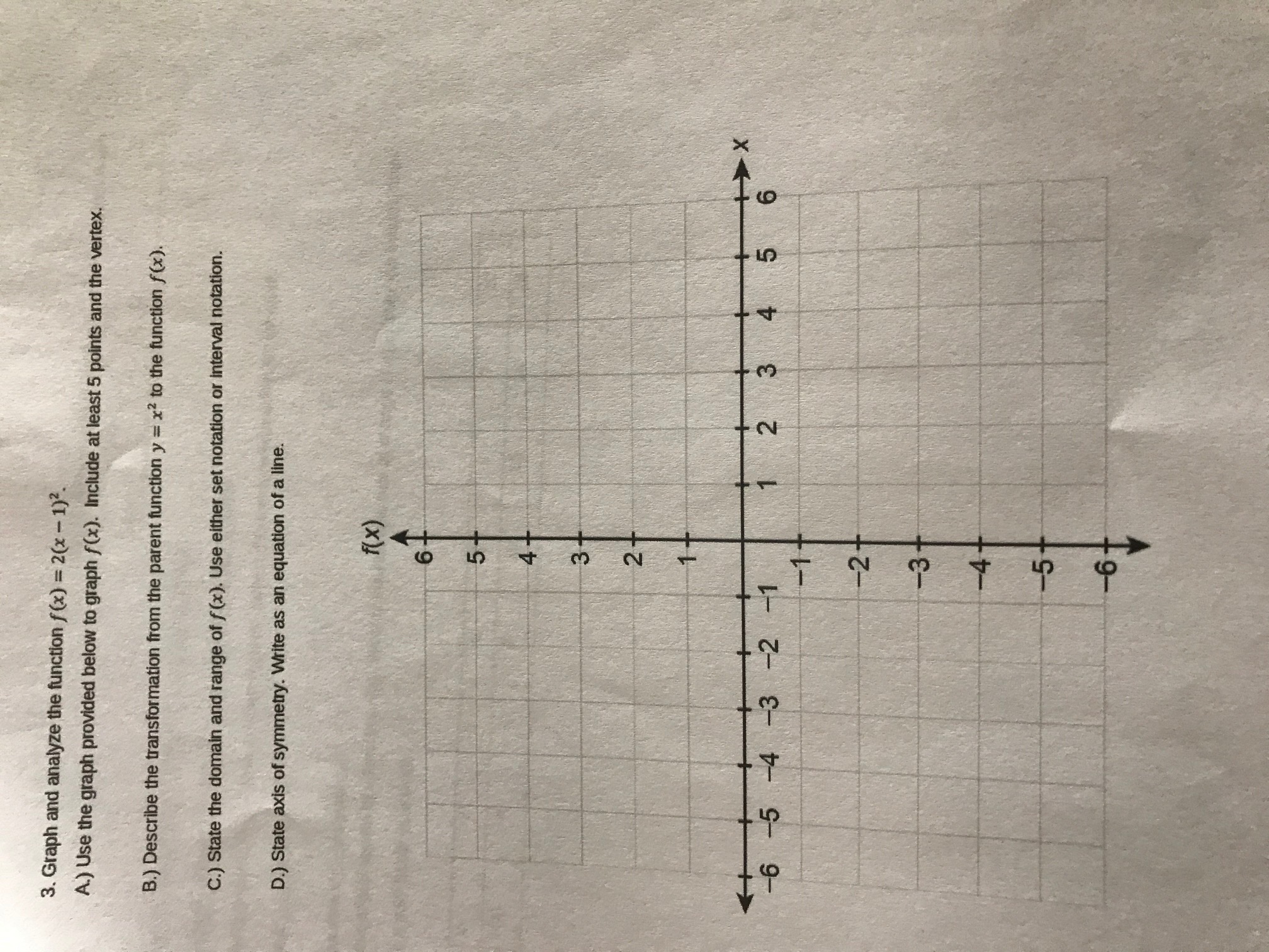 Answered 3 Graph And Analyze The Function F X Bartleby