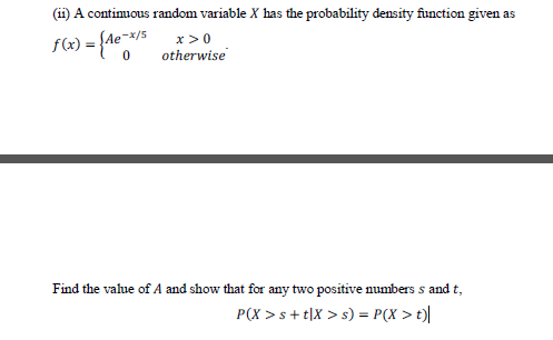 Answered Ii A Continuous Random Variable X Has Bartleby