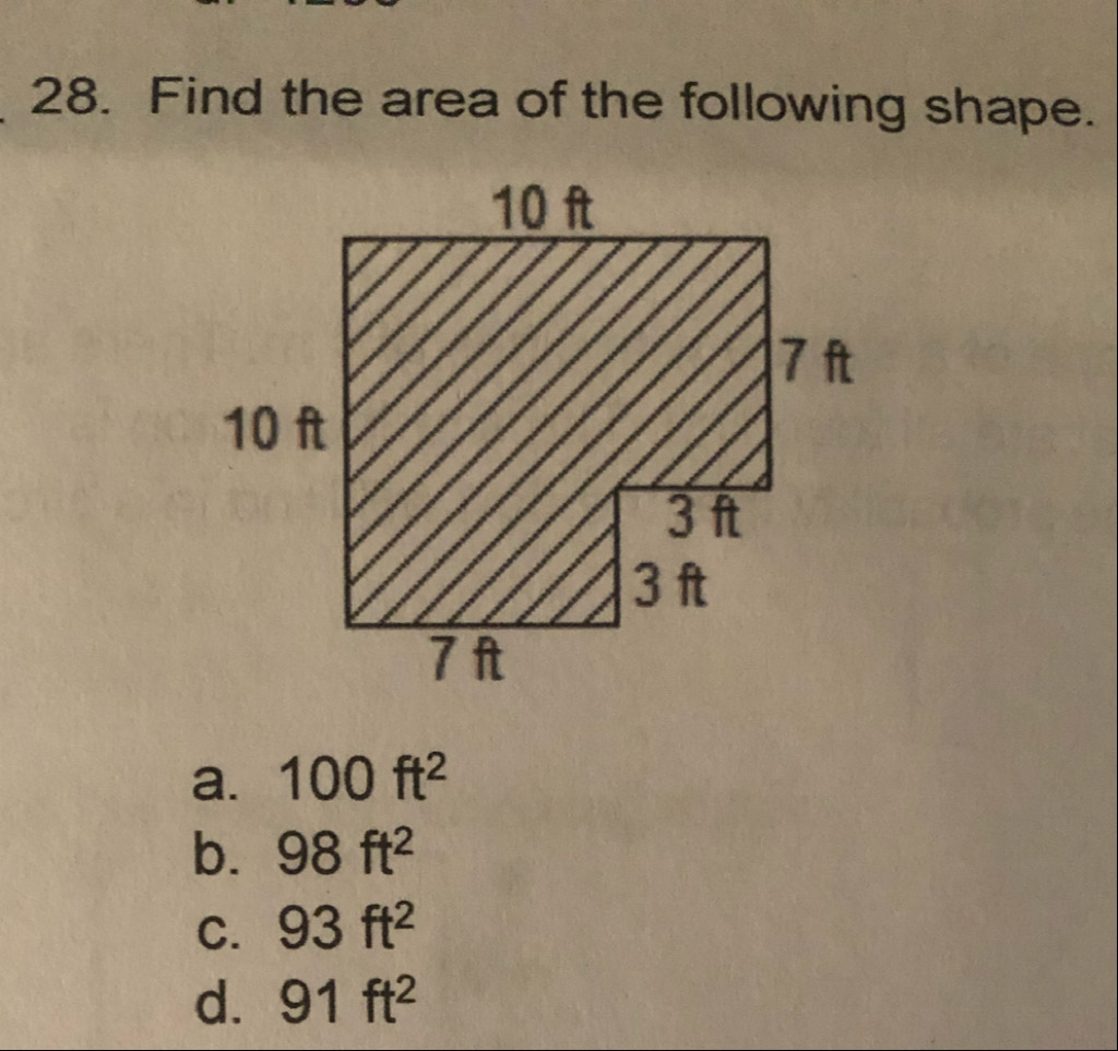 Answered: 28. Find the area of the following… | bartleby