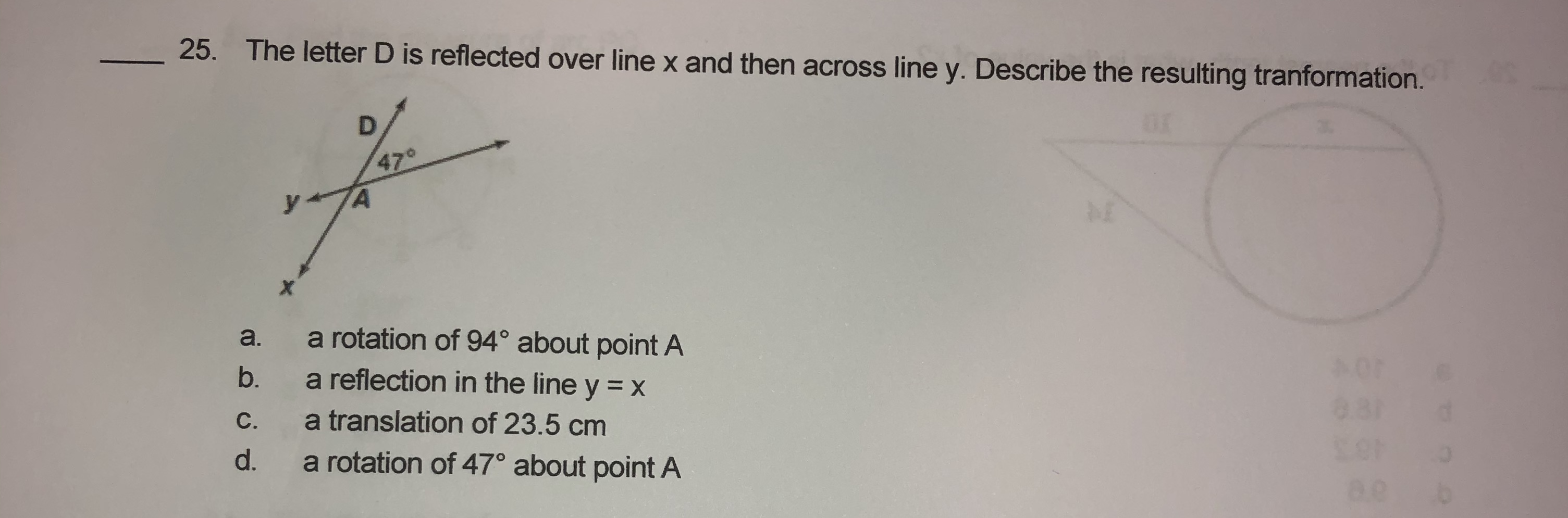 Answered 25 The Letter D Is Reflected Over Line Bartleby