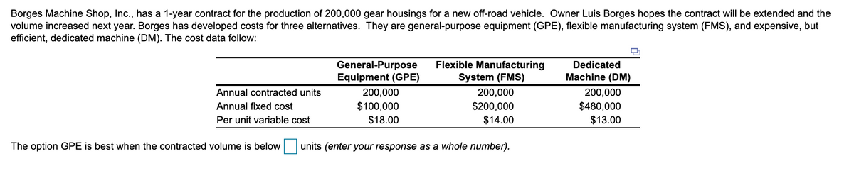 Answered: Borges Machine Shop, Inc., has a 1-year… | bartleby