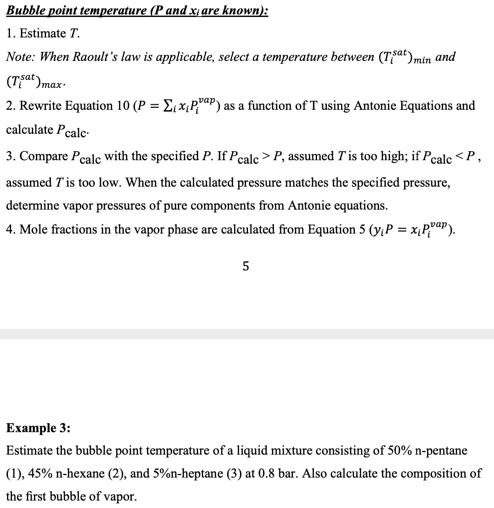 Answered Bubble Point Temperature P And X Are Bartleby