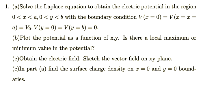 Answered A Solve The Laplace Equation To Bartleby