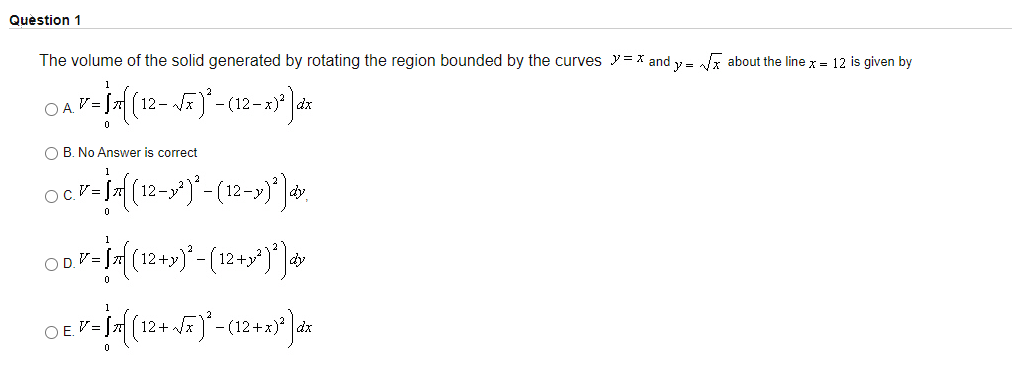 Answered The Volume Of The Solid Generated By Bartleby