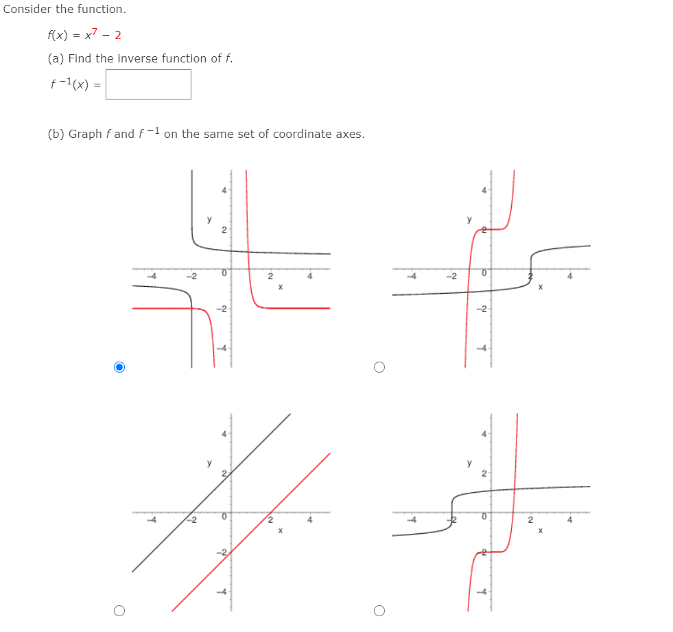 Answered: onsider the function. f(x) = x7 – 2 (a)… | bartleby