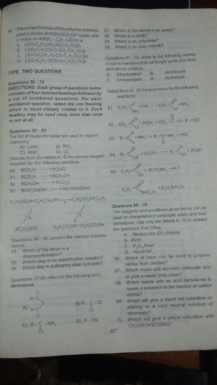 Answered 49 The Corect Formula Of The Polymer Bartleby