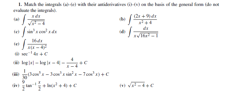 Answered 1 Match The Integrals A E With Bartleby