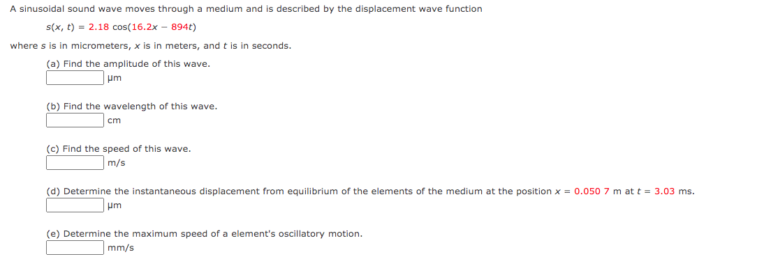 Answered A Sinusoidal Sound Wave Moves Through A Bartleby