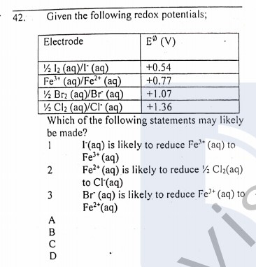 Answered 42 Given The Following Redox Bartleby