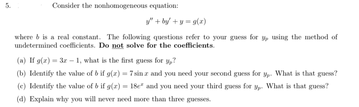 Answered Consider The Nonhomogeneous Equation Bartleby