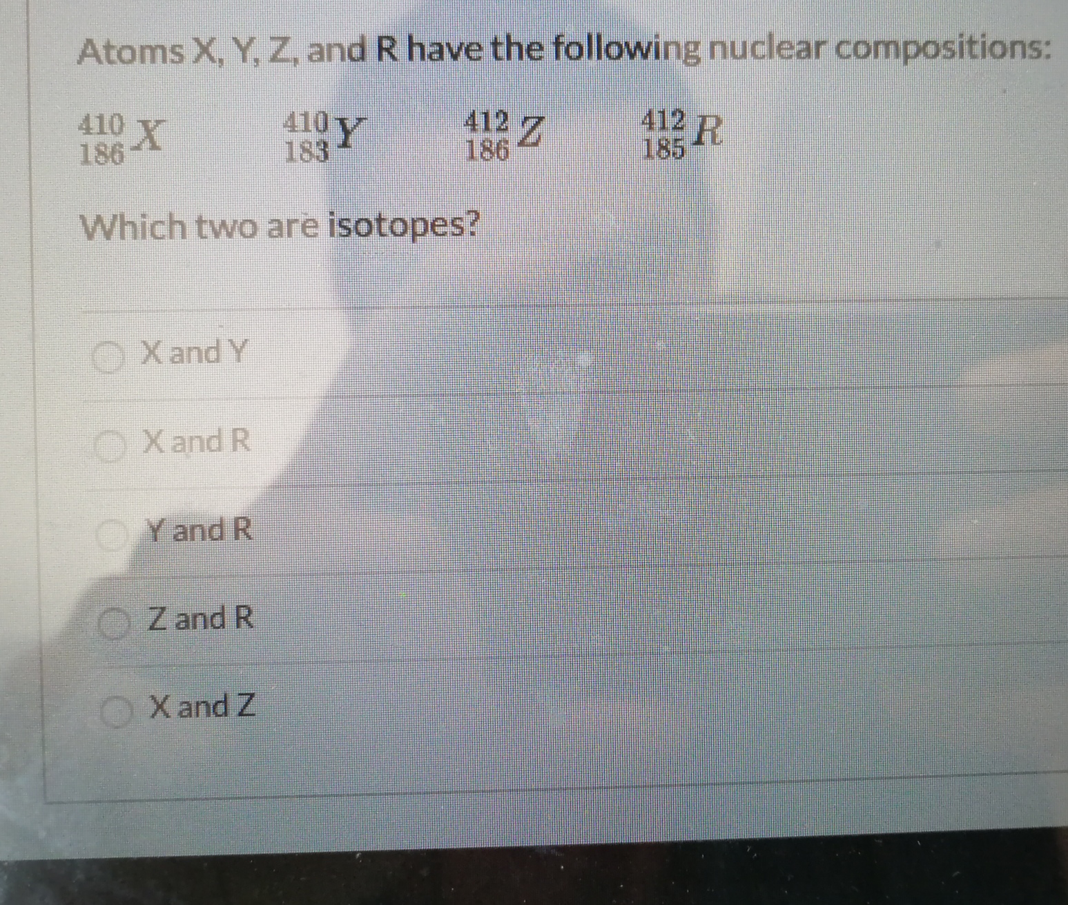 Answered Atoms X Y Z And R Have The Following Bartleby