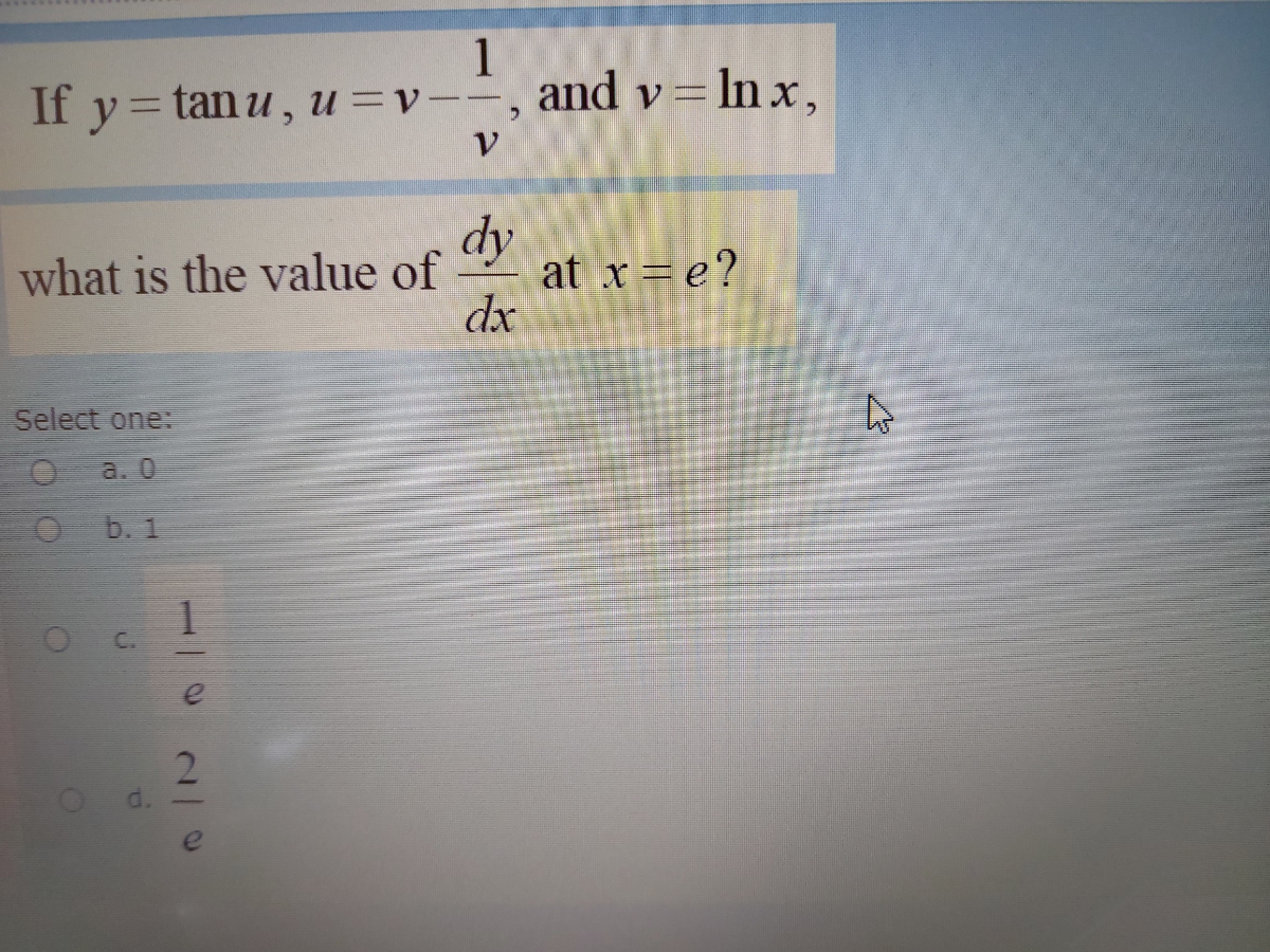 Answered 1 If Y Tanu U V And V Lnx Dy At Bartleby