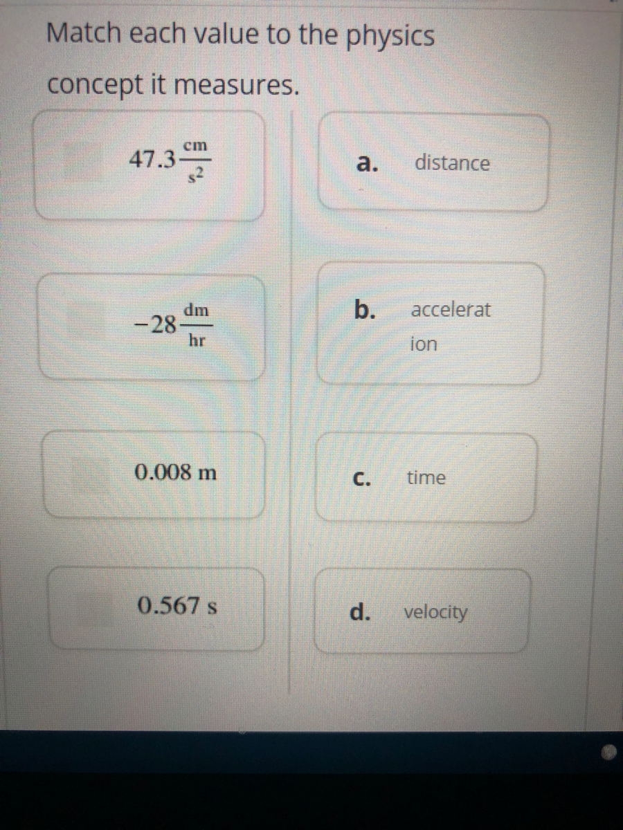 Answered Match Each Value To The Physics Concept Bartleby