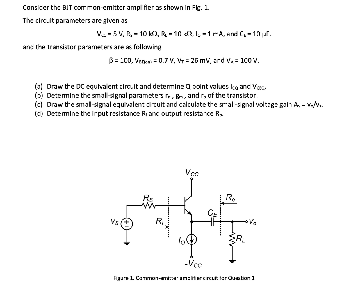 Answered Consider The Bjt Common Emitter Bartleby