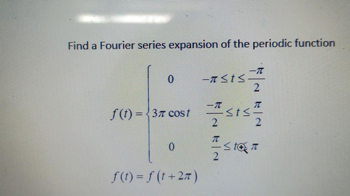 Answered Find A Fourier Series Expansion Of The Bartleby