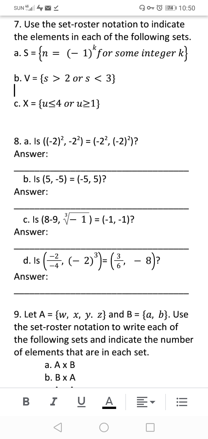 Answered Us Use The Set Roster The Elements In Bartleby