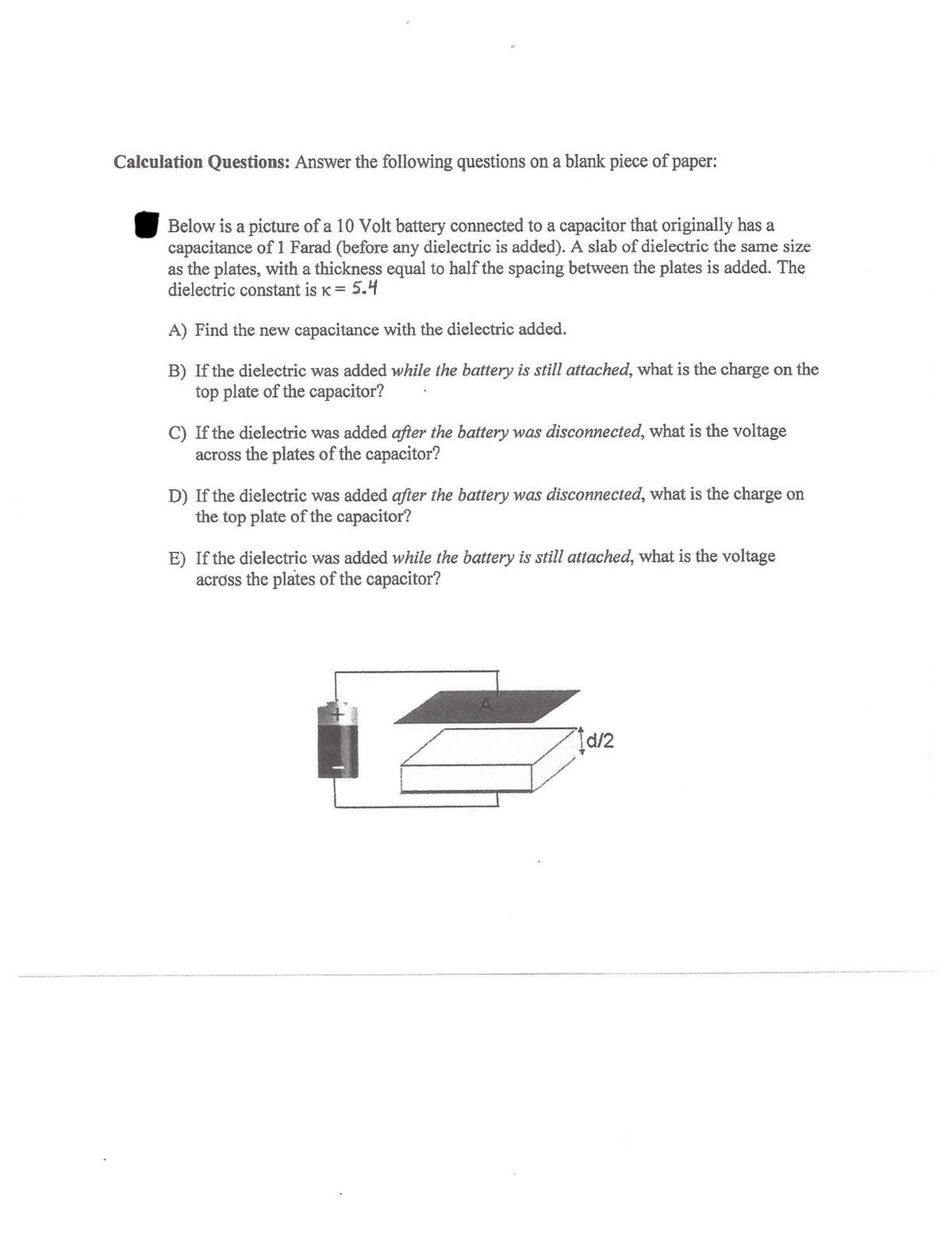 Answered Calculation Questions Answer The Bartleby