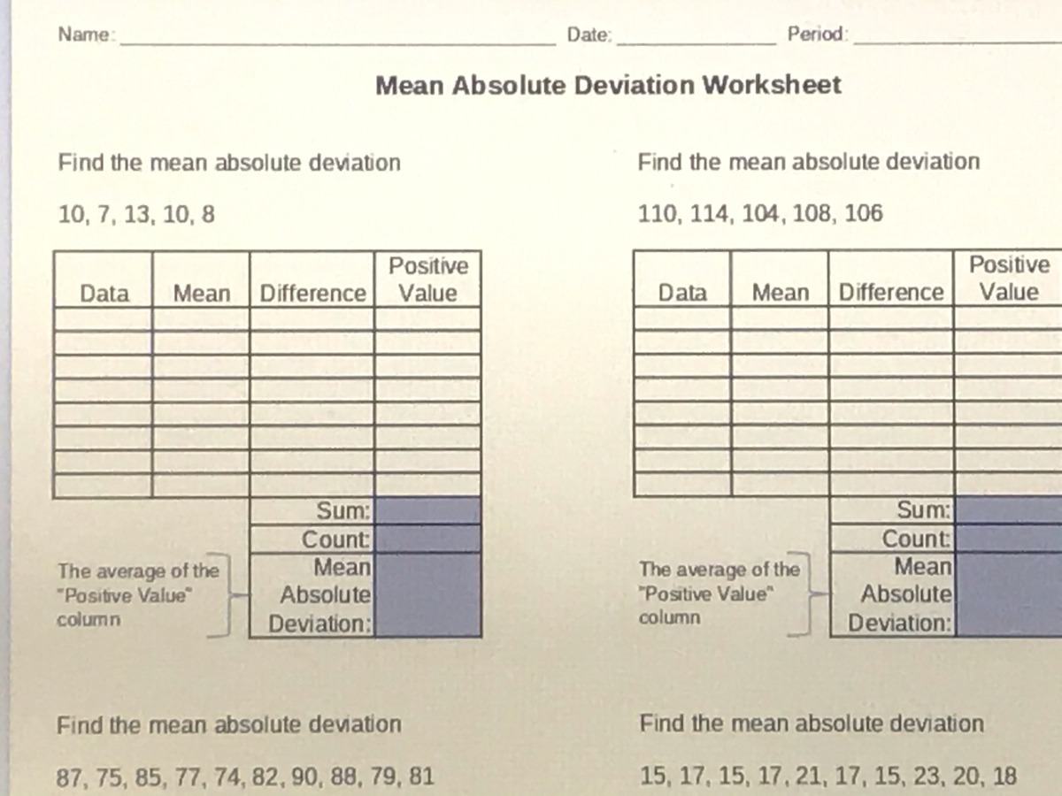 Answered: Find the mean absolute deviation Find  bartleby With Regard To Mean Absolute Deviation Worksheet