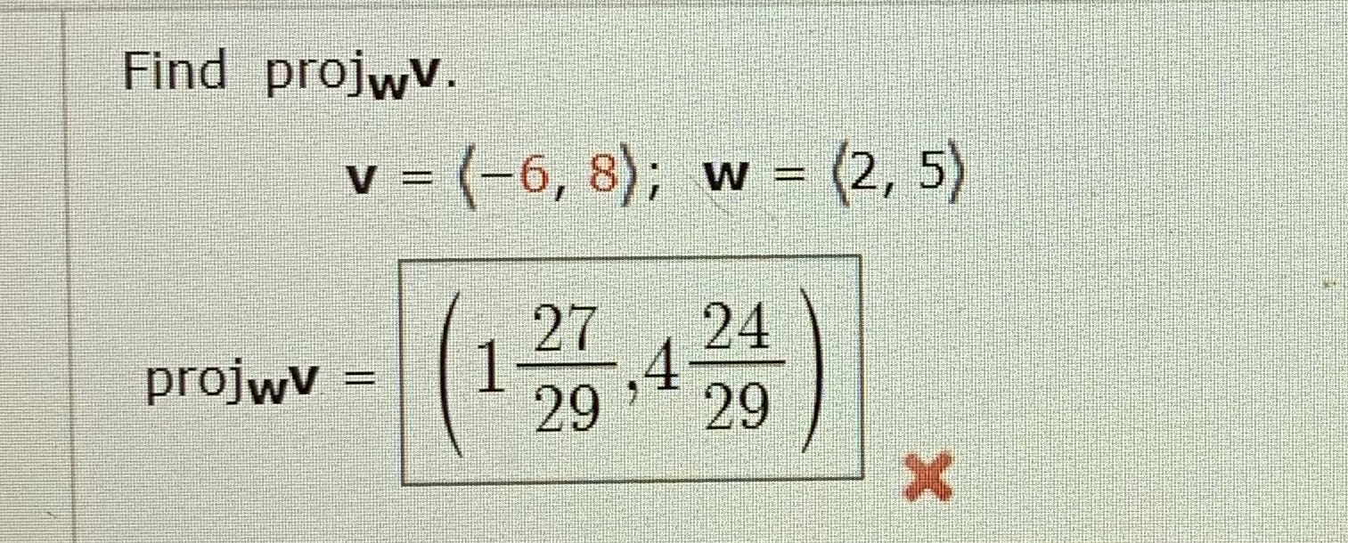 Answered Find Projwv V 6 8 W 2 5 V… Bartleby