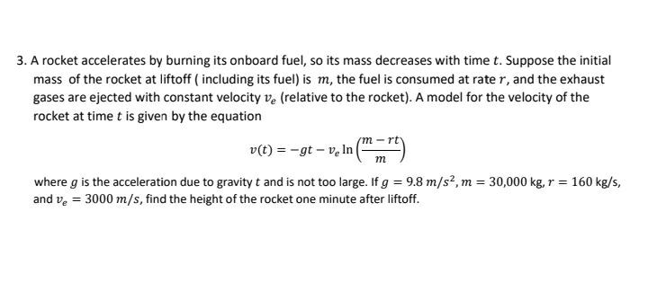 Answered 3 A Rocket Accelerates By Burning Its Bartleby