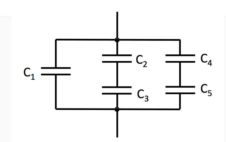 Answered: 1. Five capacitors are connected as… | bartleby