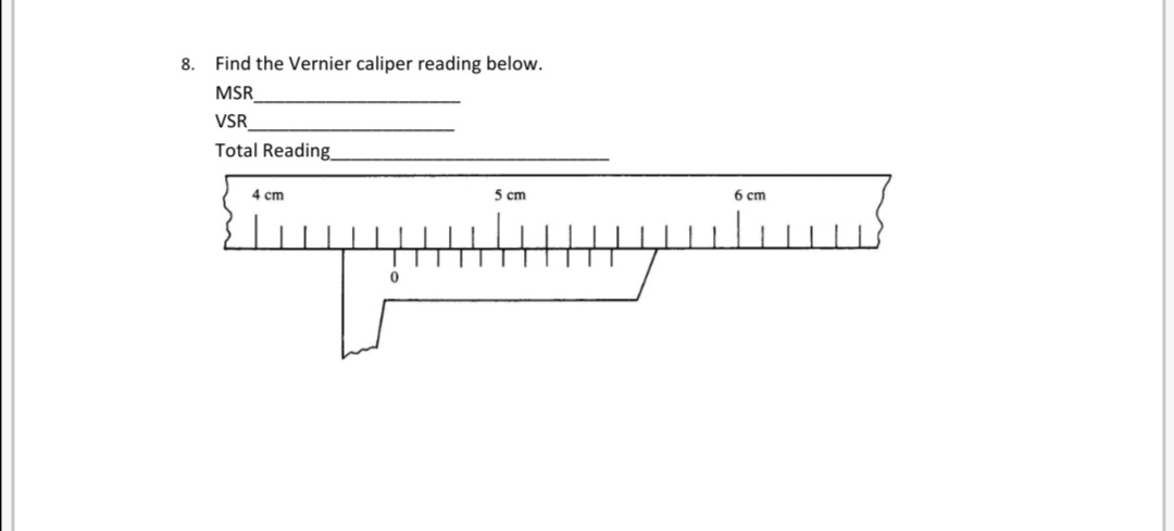 vernier caliper reading exercises