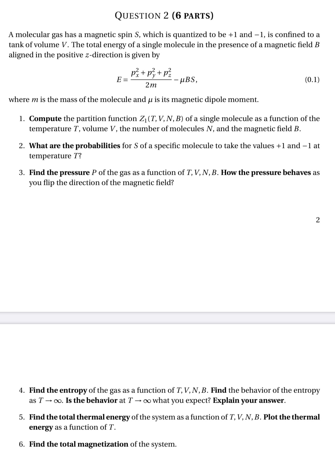 Answered 1 Compute The Partition Function Z T Bartleby