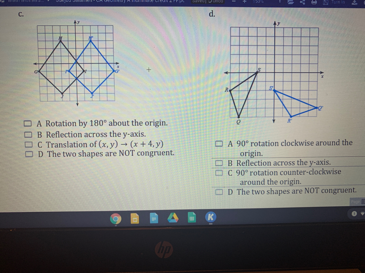 Answered A Rotation By 180 About The Origin B Bartleby