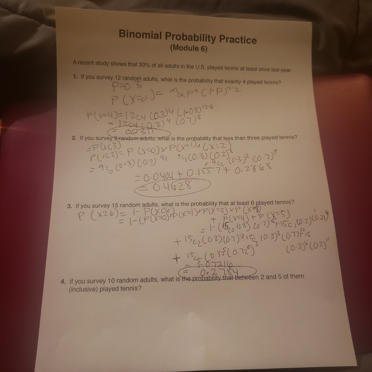 Answered Binomial Probability Practice Module Bartleby