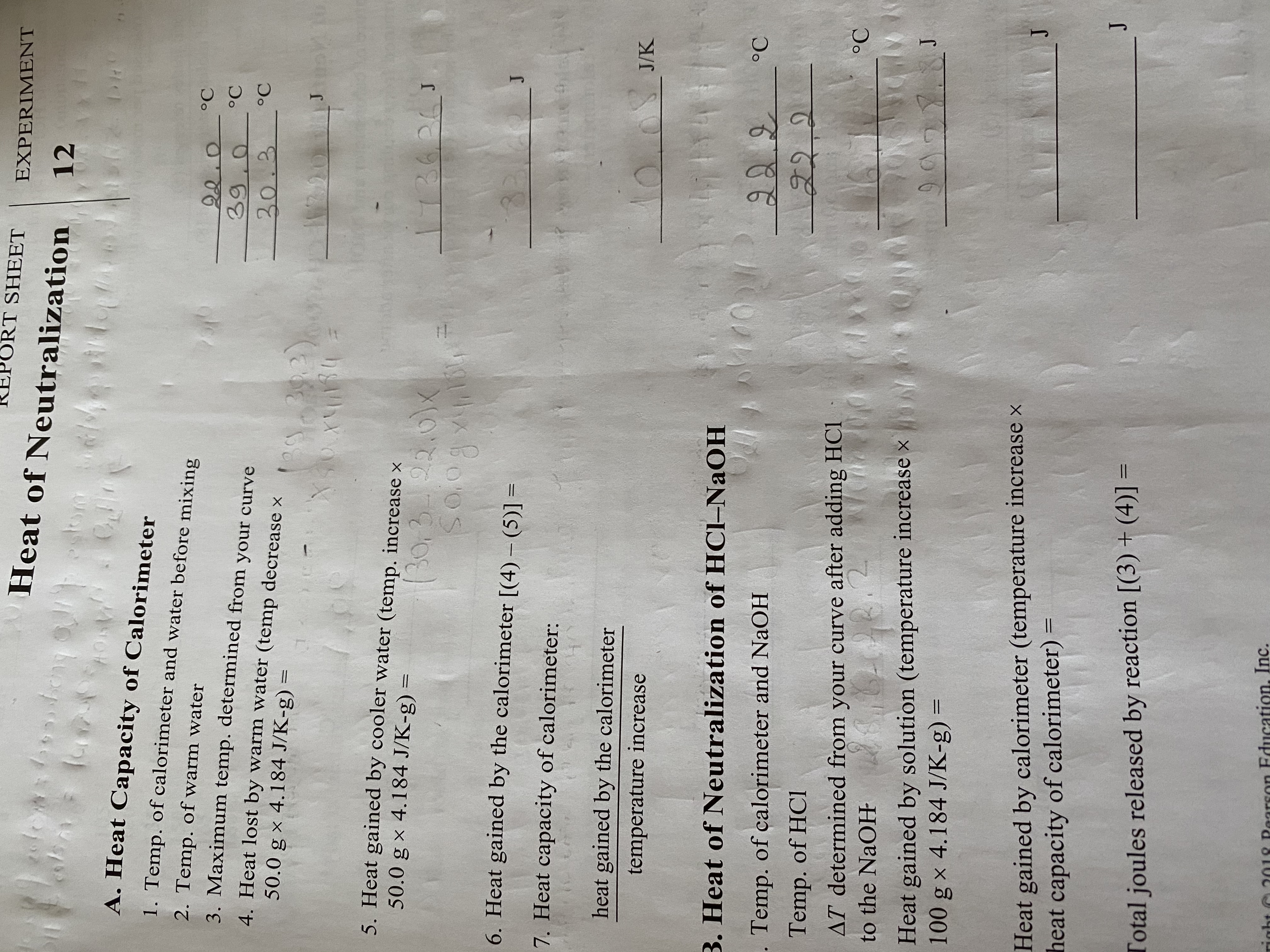 Answered Ort Sheet Heat Of Neutralization Bartleby