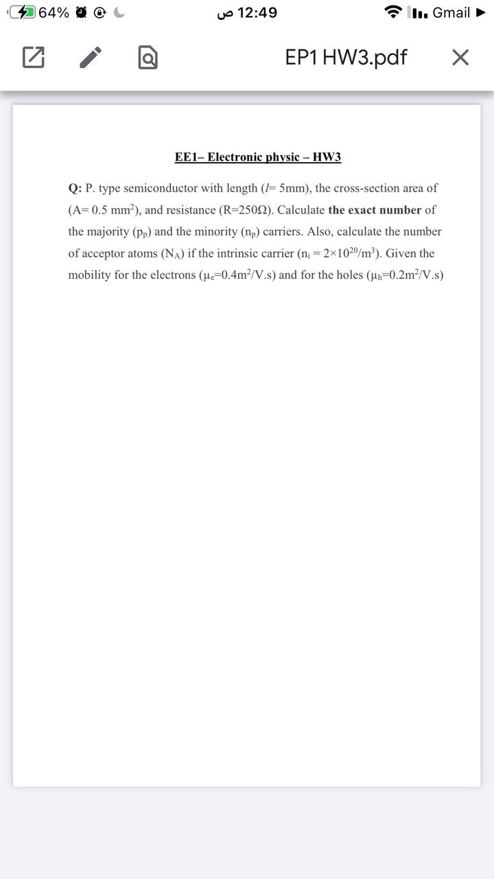 Answered Q P Type Semiconductor With Length Bartleby