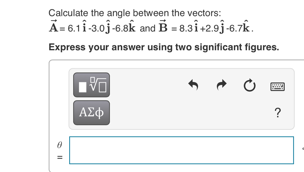 Answered Calculate The Angle Between The Bartleby