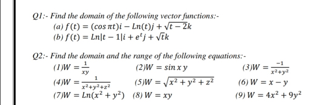 Answered Q1 Find The Domain Of The Following Bartleby