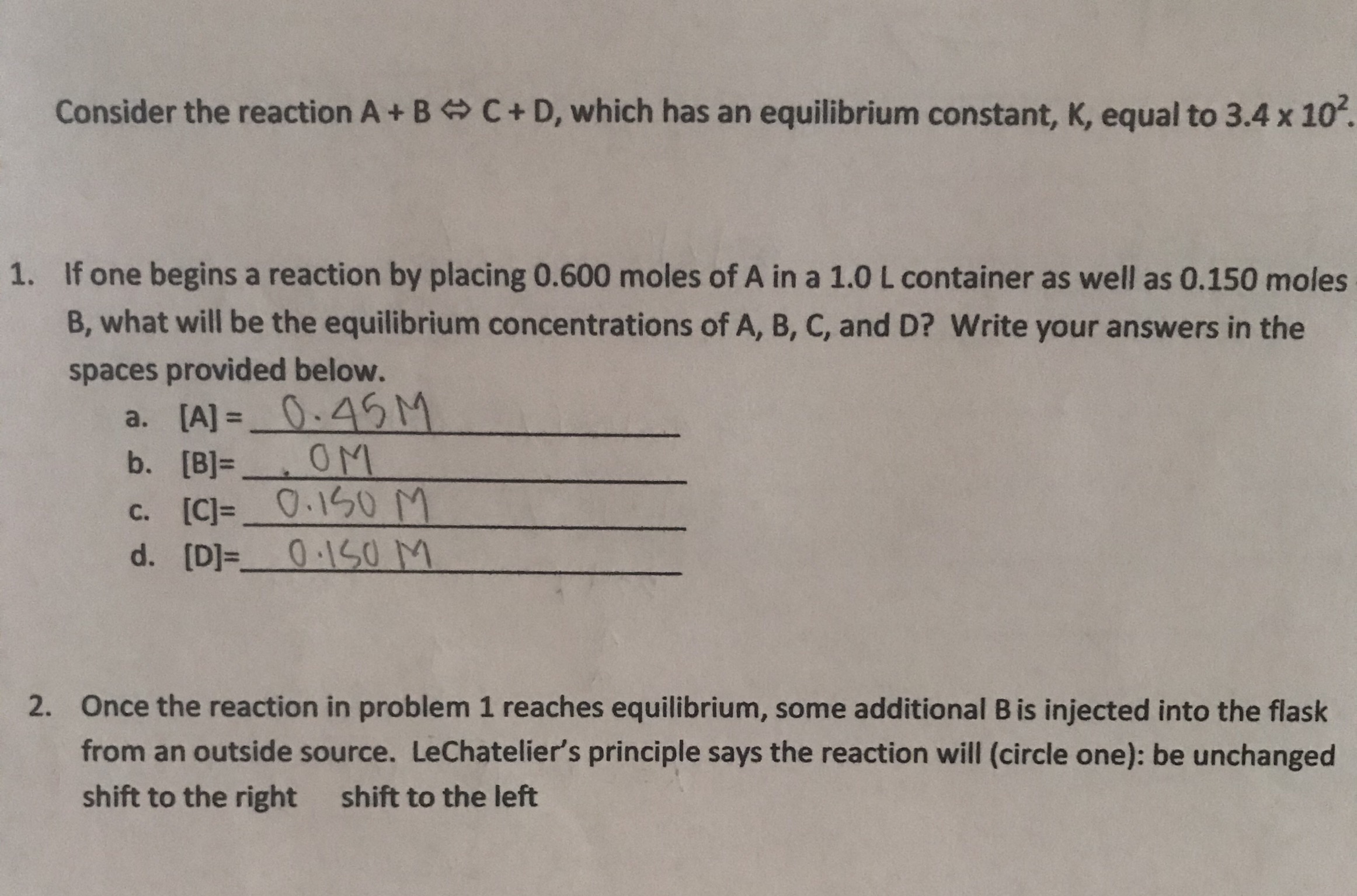 Answered Consider The Reaction A B C D Which Bartleby