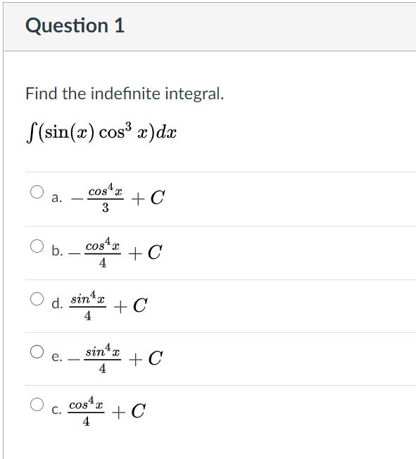Answered Find The Indefinite Integral S Sin X Bartleby