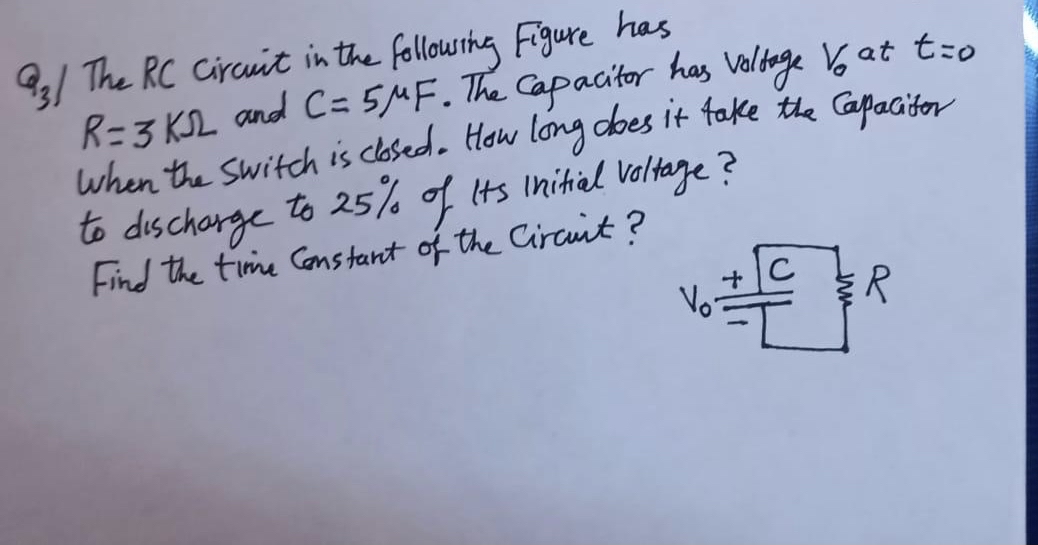 Answered 9 The Rc Circuit In The Followsthg Bartleby