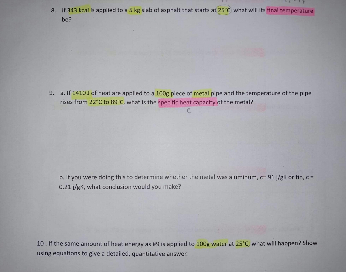 Answered 8 If 343 Kcal Is Applied To A 5 Kg Bartleby