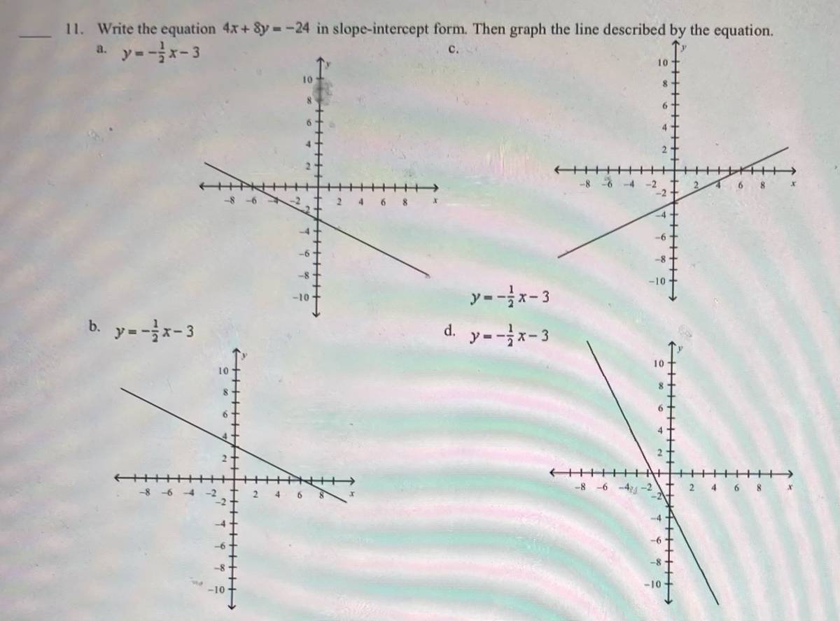 Answered 11 Write The Equation 4x 8y 24 In Bartleby