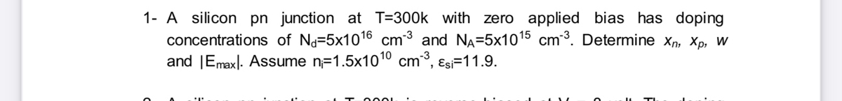 Answered 1 A Silicon Pn Junction At T 300k With Bartleby