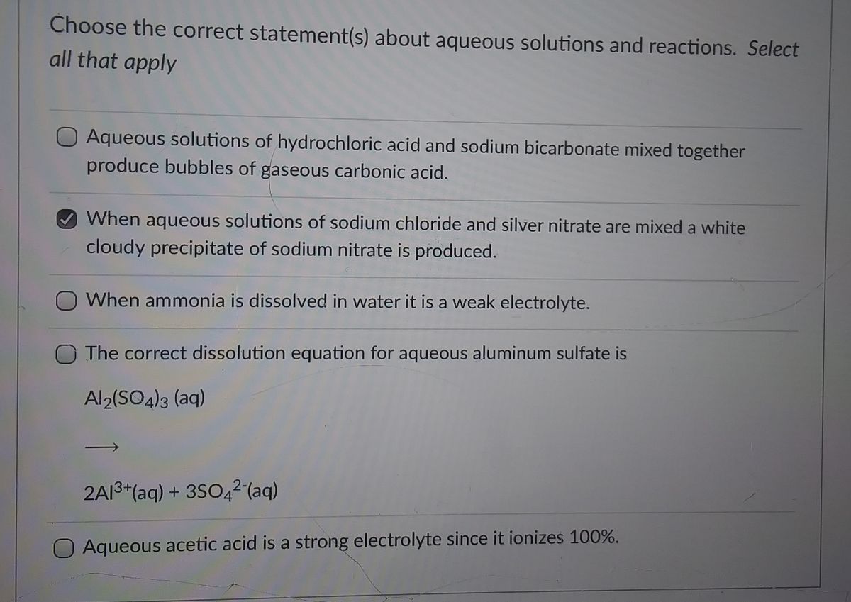 Answered: čórrect Statement(s) About Aqueous… | Bartleby