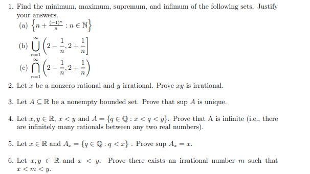 Answered 1 Find The Minimum Maximum Supremum Bartleby