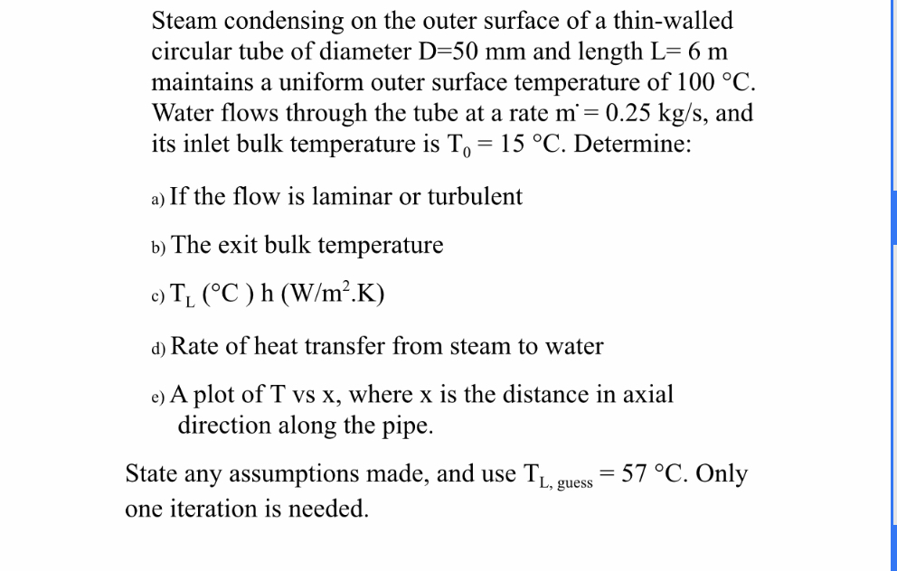 Answered Steam Condensing On The Outer Surface Bartleby