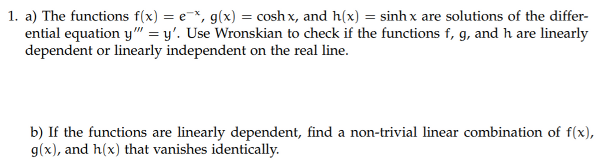 Answered A The Functions F X E X G X Bartleby