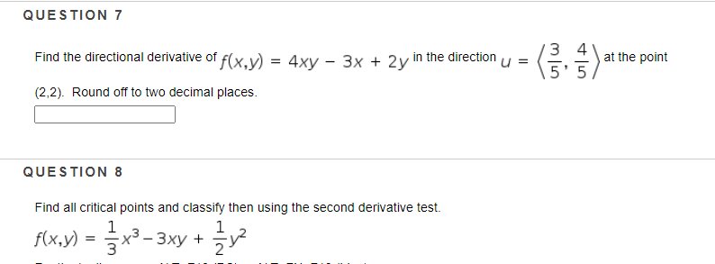 Answered Question 7 3 4 Find The Directional Bartleby