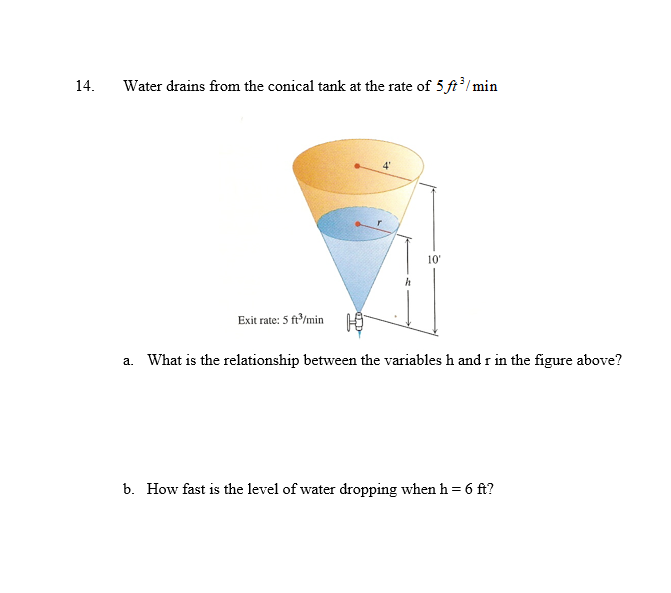 Answered: Water drains from the conical tank at… | bartleby